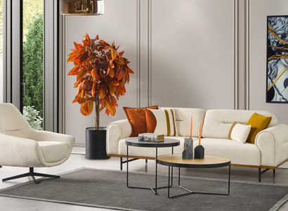 Sofa set 3 + 1 Seater Furniture Set Design Beige Modern 2-piece. Couches